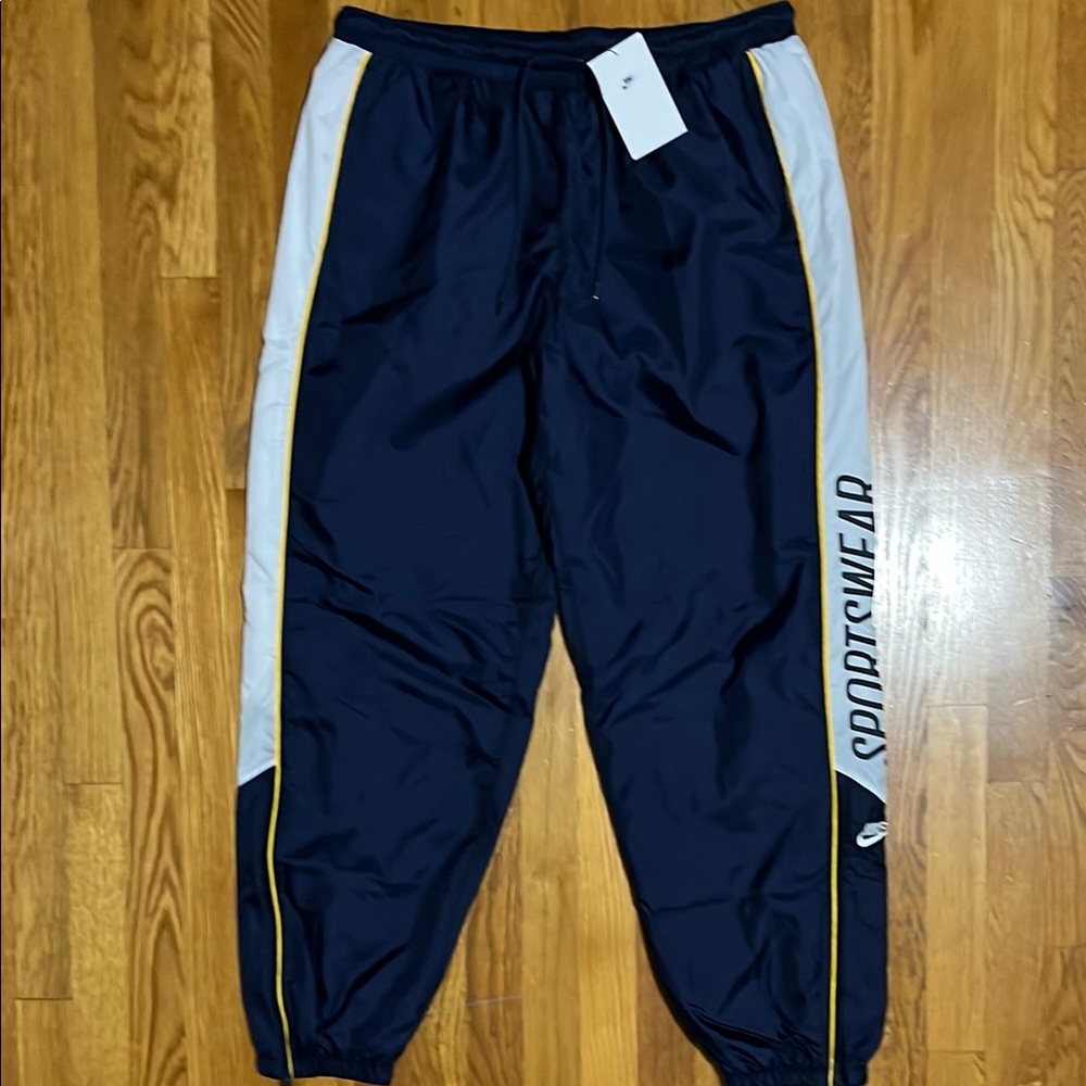 Nike Blue and White Joggers with Elastic Waistband
